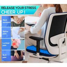 Gel Seat Cushion For Long Sitting Pressure Relief Super Large And Thick - Non- Gel Chair Cushion For BackSciatica Tailbone Pain Relief - Seat Cushion For Office Desk Chair Car Seat Wheelchair - Xanh lam + 16,5 x 14,5 x 1,65 inch - Xem 5