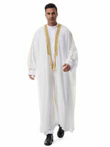 Muslimischer arabischer Herren/Kinder Stickerei leichte Langarm Schiffon/undurchsichtig 3/4 Arm dünne Kimono Oberbekleidung