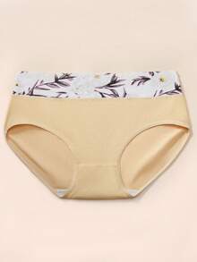 5 Stück nahtlose Dreieck-Höschen in großen Größen für Damen, hohe Taille, bequeme Unterwäsche, eleganter Blumenprint, mehrere Farben, elastischer Stoff, atmungsaktiv, weich, seidiger Griff - Verschiedenfarbig - Übersicht 5