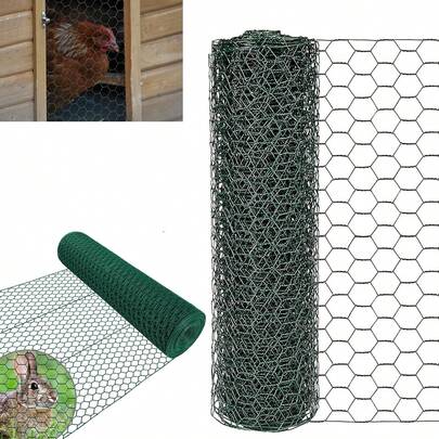 Rete Esagonale 25 m - Altezza 50 cm - Maglia 25 mm - Rivestimento in PVC Verde per Recinzioni Giardino, Protezione da Conigli e Piccoli Animali
