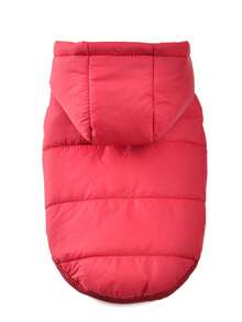 秋冬加厚狗狗连帽外套，防风，纽扣设计，牵引绳环，适合中小型犬 - 彩色 - 查看 23