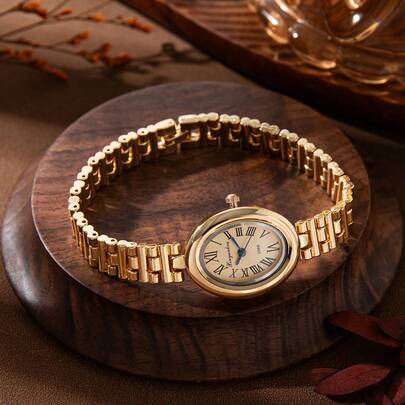 xinyunkou New Vintage Oval Gold-Tone Luxury Personalized Quartz Bracelet Watch For Women