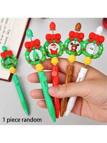 1/3 piezas Bolígrafos de punta de bola con cuentas navideñas, con diseños de árbol de Navidad, muñeco de nieve y Papá Noel, escritura suave, adecuado para mayores de 14 años, excelente para estudiantes y oficina, regalo de Navidad perfecto