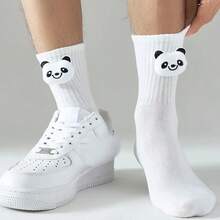 1 par de calcetines unisex 3D de panda - Diseño único de muñeco de panda con patrón personalizado y divertido, calcetines de tripulación novedosos para parejas, idea de regalo divertida y creativa