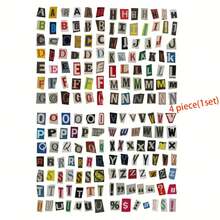 181pcs/4 Sheets Vintage English Alphabet & Number Symbol Sticker Pack, Aesthetic Scrapbooking Stickers For Planner, Diary, Phone Case, Wall Decor, DIY Crafts, Party, Home, Office, School Use - Multicolor - View 9