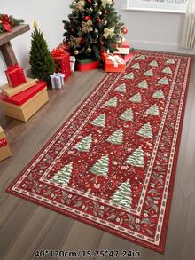 1 件圣诞花环格子图案地毯，装饰厨房垫，玄关门垫，新款防滑易清洁地毯，卧室装饰地毯，圣诞装饰，优雅房间装饰，艺术用品，家居装饰，派对礼物 - 紅色 - 查看 4
