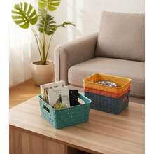 CASAMAX WL 1 Piece Stackable Storage Basket With Water-Resistant Material And Smooth Edges, Ideal For Organizing Small Spaces / COLOR SENT AT RANDOM - Multicolor - View 2