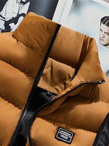 Men's Sleeveless Vest Warm Zip-Up Stand-Collar Jacket With Zipper Pockets For Autumn And Winter - Nghệ - Xem 2