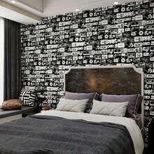 لفة من ورق الحائط اللاصق ذو النمط الرجعي الأسود والأبيض مع شريط فيديو مقاوم للماء قابل للتقشير، ورق حائط لاصق بنمط رجعي قابل للإزالة لديكور رف الكتب وخلفية الحائط بمقاس 17.7 بوصة * 39.3 بوصة/118.1/196.8/393.7 بوصة، قابل للاستخدام على مدار السنة