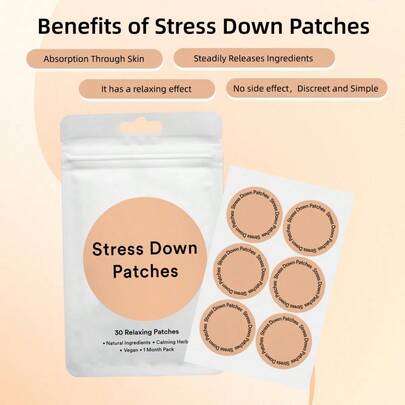 Stress Relief Patches - 30 Pieces | Suitable For Men And Women | Natural Ingredient Patches For Stress Relief, A Must-Have For Work And Students, Perfect For Relaxing, Perfect For Halloween And Christmas Gifts (30/60/90 Pieces)