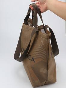 1 buc geantă de plajă din plasă transparentă, geantă de mână portabilă pentru femei, geantă de umăr pentru cumpărături și plajă