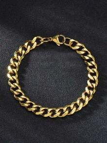 1pc Stainless Steel Cuban Link Chain Bracelet, Men's Hip Hop Accessory, Cool Fashion Couples Jewelry, Father's Day, Christmas, Thanksgiving, Birthday, Holiday Gift Valentine's Day - 手鐲 - 查看 8