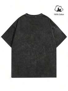 Camiseta de Hombre de Corte Bajo con Eslogan y Estampado de Ángel de Hombro Caído - Blanco - Ver 2