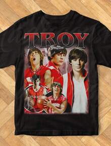 Limited Troy Bolton Vintage T-Shirt, Gift For Woman And Man Unisex Heavy Cotton Tee - 黑色 - 查看 1