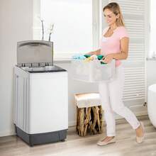 Full-Automatic Portable Washing Machine – 17.8Lbs Top Load Compact Washer, 10 Programs & 8 Water Level Selections, LED Display, Built-In Drain Pump, Black - 查看 3
