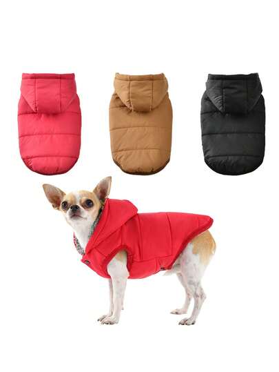 秋冬连帽狗狗夹克，纽扣设计，方便穿着，适合中小型犬，户外使用