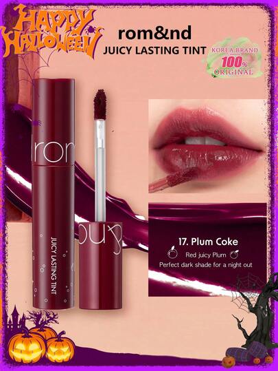 Rom&nd JUICY LASTING TINT 17 PLUM , Breathable Dew-Film Fusion, Airy Jelly Second-Skin, Iris-Gradient Chroma, Peach Tea Jelly Sheer, Frosted Mint Oxygen Glow, Mini SOS Touch-Up Stick, Vegan Festive Limited, No-Makeup Bare-Light Secret, K-Beauty, Korean Makeup, 5.5g/0.19oz