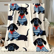 Super Soft Cute Dachshund Prints Flannel Printed 3D Blanket, As Birthday Gifts, Family, Wedding, Souvenir Blankets, Polyester Blankets Suitable For All Seasons, Washable, Machine Washable, Lightweight, Breathable, Comfortable, Warm, Unique, 280gsm For Him, Her Personalized Ideal Gifts For Her, Him, Family, Boyfriend, Girlfriend, Father, Family, Mother, Lover, Daughter, Son, Grandfather, Grandmother, Friend, Classmate, Pet.   Perfect Nap, Camping, Travel, Home, Daily Life, Office Decoration, Birthday, Anniversary, Valentine's Day, Thanksgiving, Christmas, Halloween, Mother's Day, Father's Day, Wedding, New Year Gifts ,Sofa,Bed,Car,Bedroom,Living Room,Office,  Outdoor Camping, Beach,Wall Decoration - 多色38 - 查看 4