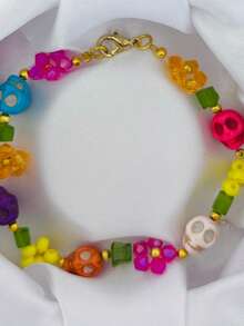 Brazalete multicolor de cristal con flores - Multicolor - Ver 4