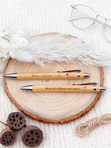 Engraved Wooden Ballpoint, Custom Gift, Christmas Friends,Customized Bamboo Pens With Inspiring Quotes, Quick-Drying And Extendable Ballpoint Pens For Writing, Suitable For Students, Teachers And Offices