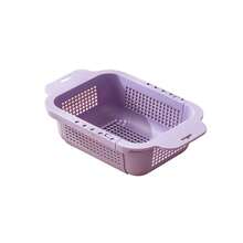 1 قطعة مصفاة حوض قابلة للتوسيع مع مقبض قابل للتعديل، سلة تصريف بلاستيكية متعددة الوظائف، رف تصريف قابل للسحب، مصفاة حوض المطبخ، سلة للخضروات والفواكه، سلة تصفية، رف تجفيف الأطباق، مناسبة للمعيشة والمنزل والمطبخ وحفلات الشاطئ الصيفية والطعام والتخييم وصندوق التخزين وديكور الغرفة ولوازم المطبخ والسلال