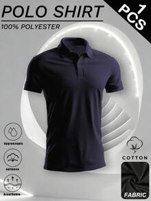 1 Piece Multi-Color Men's Breathable And Comfortable Mesh Sports Polo Shirts. Breathable, Lightweight, Comfortable. Suitable For Basketball, Casual Wear, Football, Tennis And Various Sports Activities Camisas Para Hombre Mens Clothes Camisetas De Hombre Gifts For Men Polo - Hải quân - Xem 2