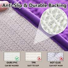 Flotstiga 3 Piezas Juego de tapetes de baño, Alfombra Antideslizante para Baño, Almohadilla de baño de Chenilla súper Suave y Absorbente de Agua(Púrpura) - Champán - Ver 6