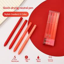 4pcs/Set Gradient Gel Pens, Retractable Ballpoint Pens, 0.5mm Tip, Black Ink, Quick-Drying, Smooth Writing - For School, Business, Documents, Office, Diary, Writing, Notes, Suitable For Students, Office Workers, Teachers, School Supplies, Stationery, Learning Supplies.