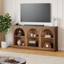 Tribesigns TV Stand For 55/60/65 Inches TV, Farmhouse Entertainment Center With Storage Cabinets, Modern Media Television Console Table For Living Room Bedroom - Dark Brown - 查看 2