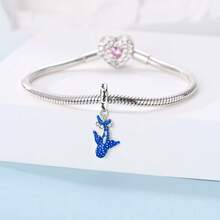 Glow-In-The-Dark Whale Shark Charms Pendant Fit Original Bracelet Necklace Women 925 Sterling Silver Fine DIY Beads Jewelry Birthday Gift - Blue - View 6