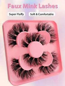 3 Pairs Full False Eyelashes Super Fluffy Volumized Eyelashes Dramatic Look 3D Wispy Faux Mink Lashes