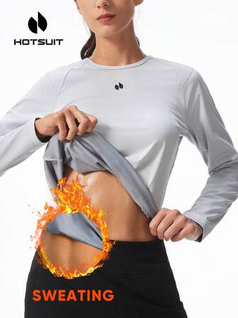 HOTSUIT 女式针织长袖桑拿健身上衣 - 合身舒适的冬季跑步衬衫，非常适合秋冬训练，女士针织运动服