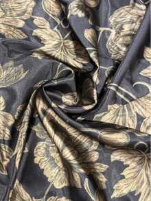 Women's Elegant Black Base Yellow Floral & Plant Pattern Long Sleeve Notched Collar Mid-Length Blazer Jacket, Spring/Autumn - Mustard Yellow - View 5