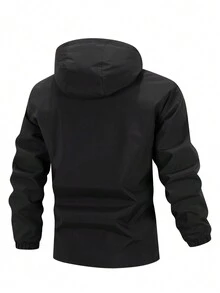 Chaqueta con capucha con cremallera frontal de manga larga para hombre, adecuada para otoño/invierno