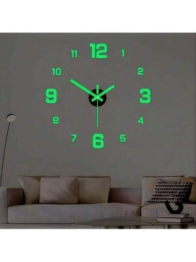 Night Verlichting Klok DIY Wand Creative Spiegel Finish Sticker Clock,Home ,Room Birthday Graduation Bedroom Dormitory Back To School