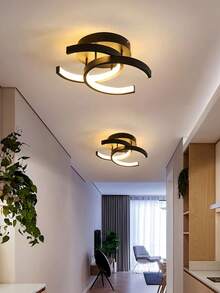 Lámpara De Techo Moderna Decorativa, tres modos de iluminación, blanco cálido, luz fría, luz cálida, adecuada para cocina, dormitorio, se puede utilizar como luz de puerta y luz de pasillo,Fiestas, Regalos, Día de Reyes, Botiquines de Emergencia - Negro - Ver 9
