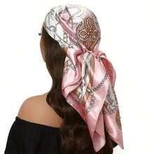 1 Pink Headscarf For Women's Hair - Chain And Intricate Print Headscarf For Women - 1 CÁI - Xem 1