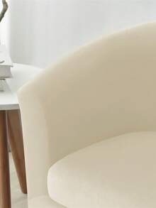 2 件套弹力天鹅绒俱乐部沙发套单人休闲浴缸椅套带座垫套弹性扶手椅套客厅 - 米色 - 查看 6
