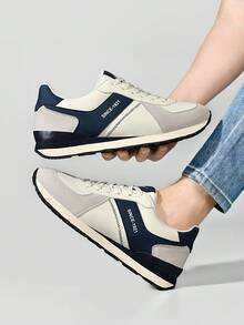 STARNOVO 1 双男士秋冬新款平底休闲运动鞋，低帮，皮革鞋面，防风，舒适衬里，商务休闲户外运动步行鞋 - 米色 - 查看 3