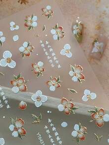 Flower Leaf Nail Art Stickers Elegant Nail Decals Floral Nail Sticker Gold Silver Petal Leaves Flower Nail Decals Colorful Floral Nail Supplies For Women DIY Nails Decorations Accessories