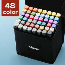 168/120/80/48/36/24 PCS Marker Sets, Dual-Tips, DIY Craft Pens, Watercolor Pens, School Supplies, Professional Permanent Colors, For Painting, Sketching, Coloring, Calligraphy - Ideal For Halloween & Christmas Gifts, Art Lovers, Art Supplies - 48 Colors & Markers - 查看 9