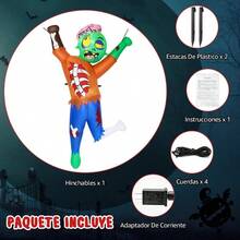 1.8M Calabaza Inflable Decoracin de Halloween, Lindo Decoracin Inflable con el Cuerpo del Crneo y con Luces para Halloween Al Aire Libre Interior del Partido Jardn Csped - Zombi inflable de 1,5 m - Ver 7