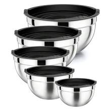 Kit 5 Stainless Steel Salad Bowls With Plastic Sealing Lid - Nhiều màu - Xem 1