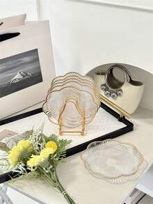 1/2/4/6pcs Food Trays, For Holding Desserts, Cakes - Transparent Lace Plate 15cm - View 7