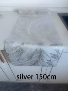 1pc 36" & 59" Length PVC Tablecloth Table Runner Home Decor, Waterproof Non-Slip Heat Resistant, Gold & Silver, Modern Farmhouse Style, Suitable For Living Room, Dining Room, Kitchen - Multicolor - View 15