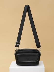 Sac à bandoulière décontracté pour homme, petit sac messenger à rabat mode, sac bandoulière en cuir PU noir, convient comme cadeau pour le petit ami - Noir - Voir 5