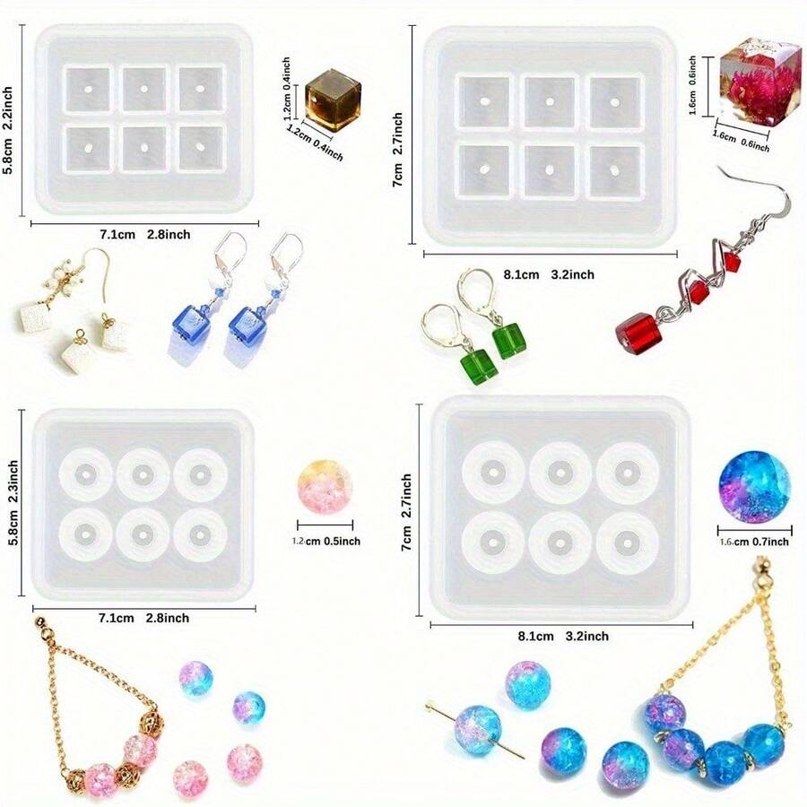 4Pcs Epoxy Resin Casting Molds Set, DIY Ball Beads Making Silicone Molds, Silicone Clay Molds For Resin Bracelet, Necklace, Keychain, Pendant, Jewelry Making - 4 件 - 查看 1