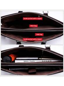 Men's Commuter Briefcase High-End Crocodile Embossed Handbag, Men's One Shoulder Bag Large Capacity New Business Computer Bag, Fashion Random Crocodile Pattern Rectangular Bag With Long Shoulder Strap Messenger Bag, Computer Bag, Gift For Men Christmas Valentine's Day - Brown - View 6