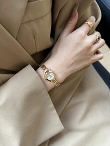 1 件女士小号金表带时尚石英手表，适合日常搭配、生日、周年纪念、生日派对、新年礼物 - 均碼 - 查看 16