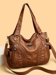 LANYIBAIGE Bolso de mano vintage casual 2025 para mujer, bolsos de hombro suave con gran capacidad, bolso cruzado de gran capacidad para señoras - Marrón - Ver 3